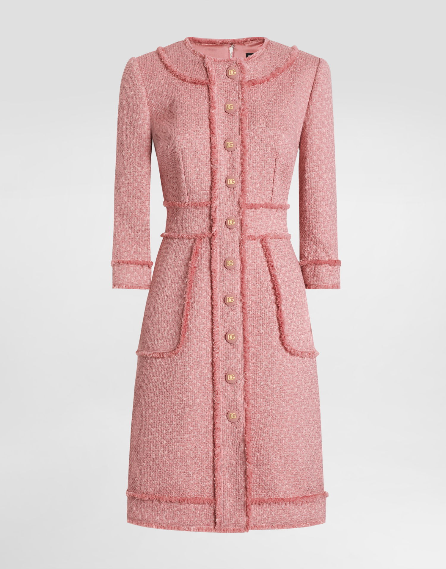 Šaty Dolce & Gabbana Dolce & Gabbana Raschel Tweed A-Line Shirt Dress Ružová | F6ARXTHUMUAF0473, 0