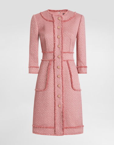 Šaty Dolce & Gabbana Dolce & Gabbana Raschel Tweed A-Line Shirt Dress Ružová | F6ARXTHUMUAF0473, 0