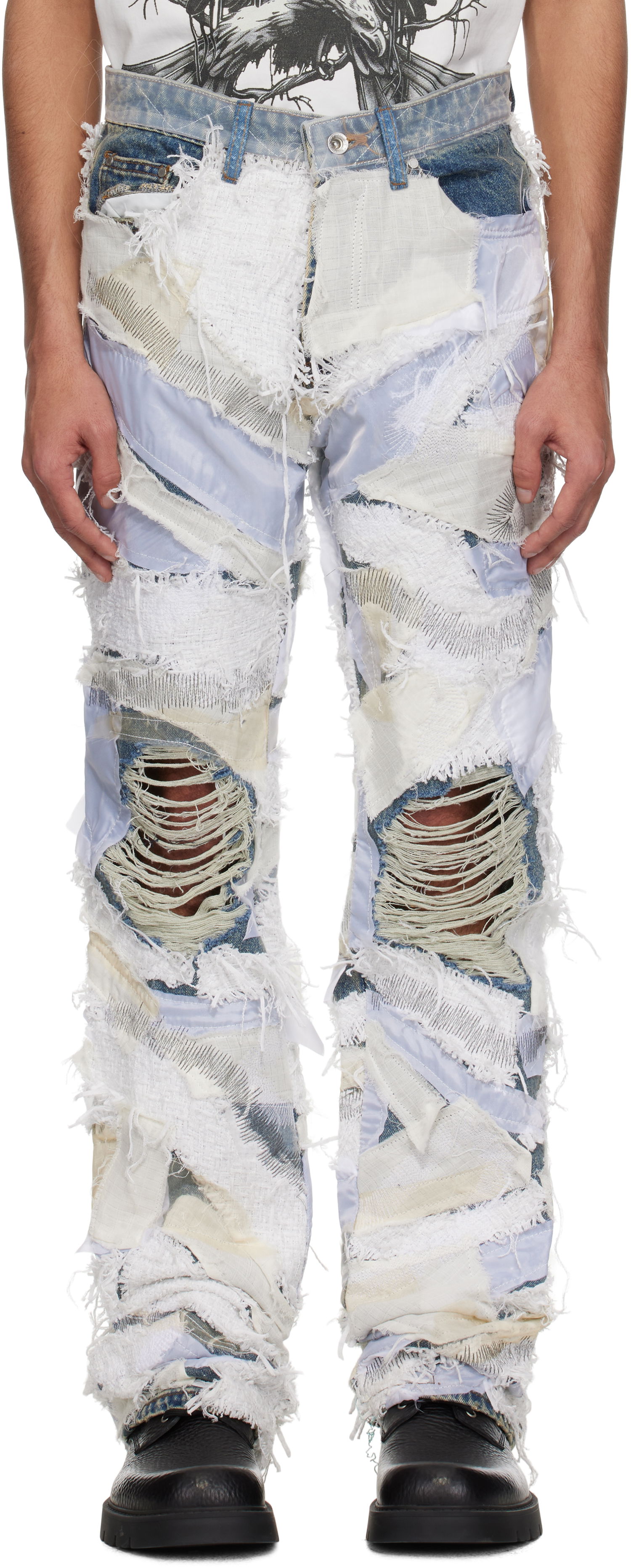 Džínsy Who Decides War Who Decides War Beach Sand Patchwork Jeans Modrá | 1120660001SS25, 0