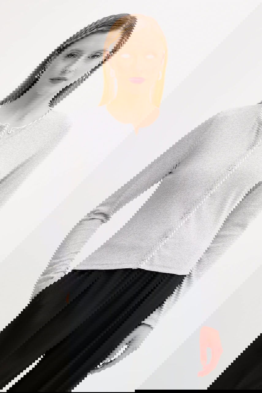 Sveter Samsoe Samsoe SAJUNE Ribbed Long Sleeve Cardigan Šedá | F25200034, 0