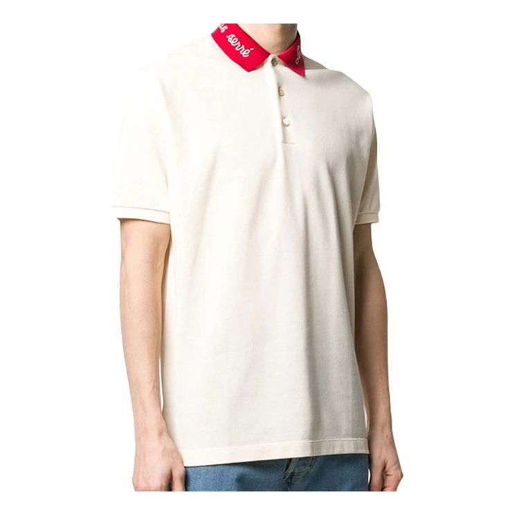 Polo tričko Gucci Alphabet Embroidered Short Sleeve Polo Biela | 598958-XJB0W-9831
