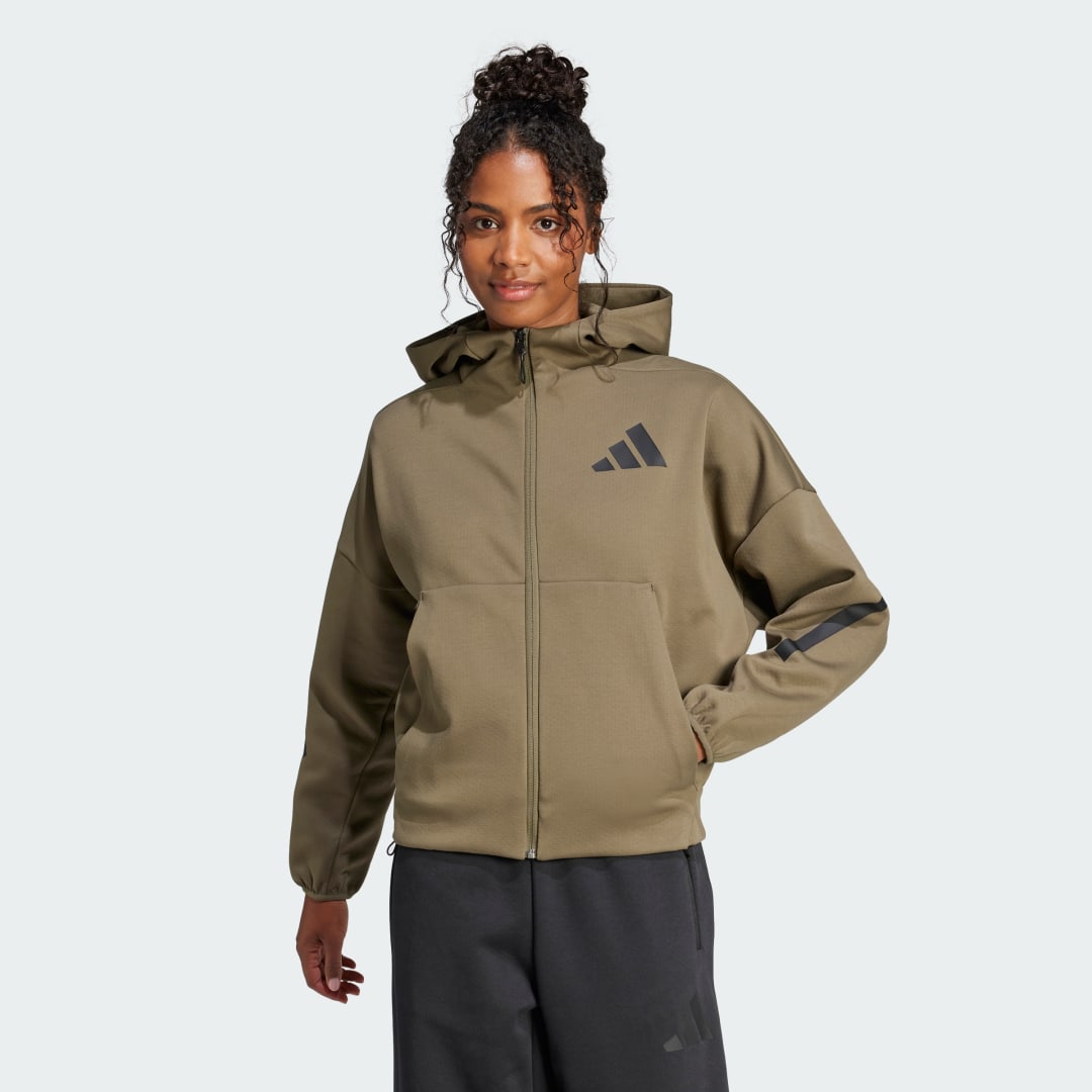 Mikina adidas Performance Full-Zip Training Hoodie Zelené | JJ4750, 0