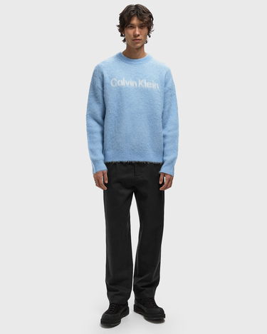 Sveter CALVIN KLEIN Brushed Alpaca Logo Crewneck Long-Sleeve Sweater Modrá | LV04RD306GC12, 1