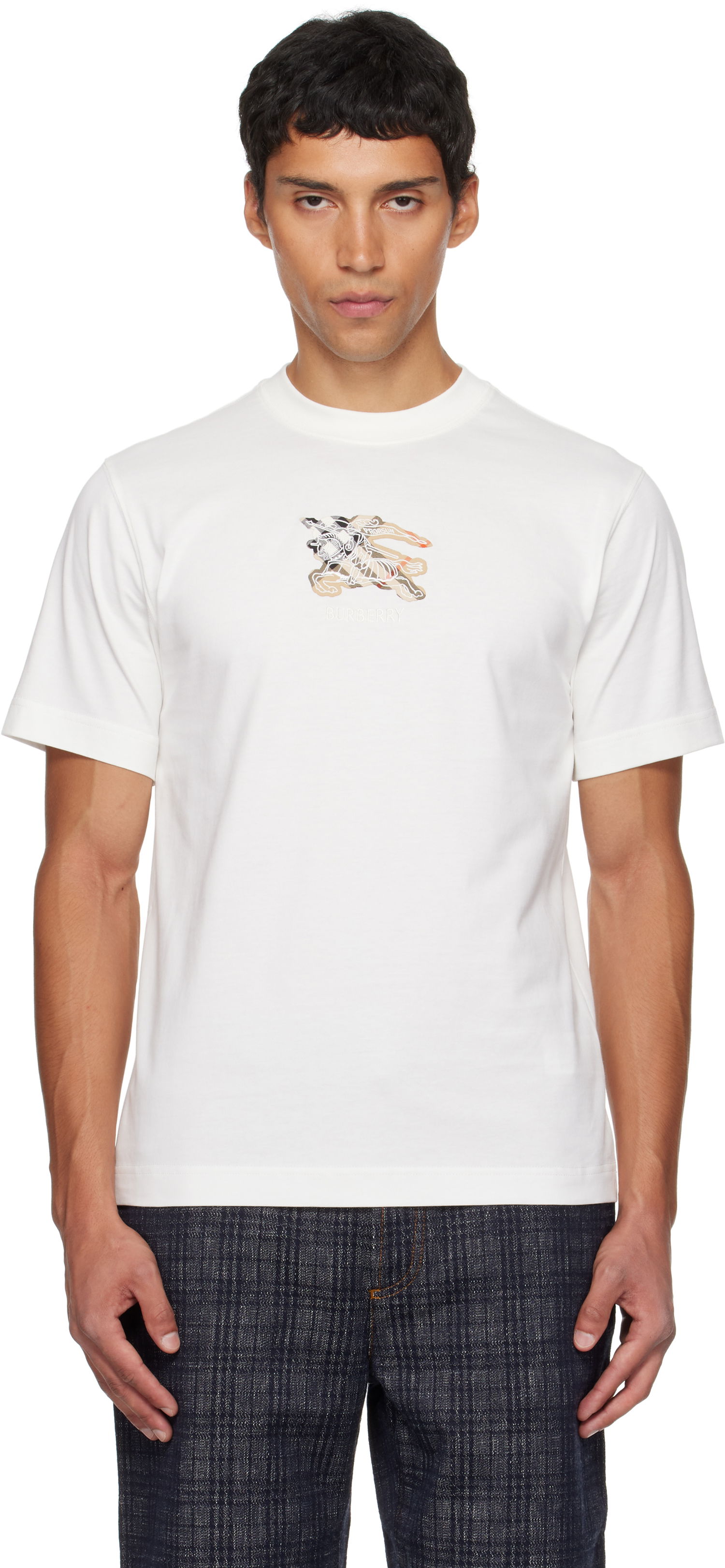 Tričko Burberry Burberry EKD Check Cotton T-Shirt Biela | 8116170, 0