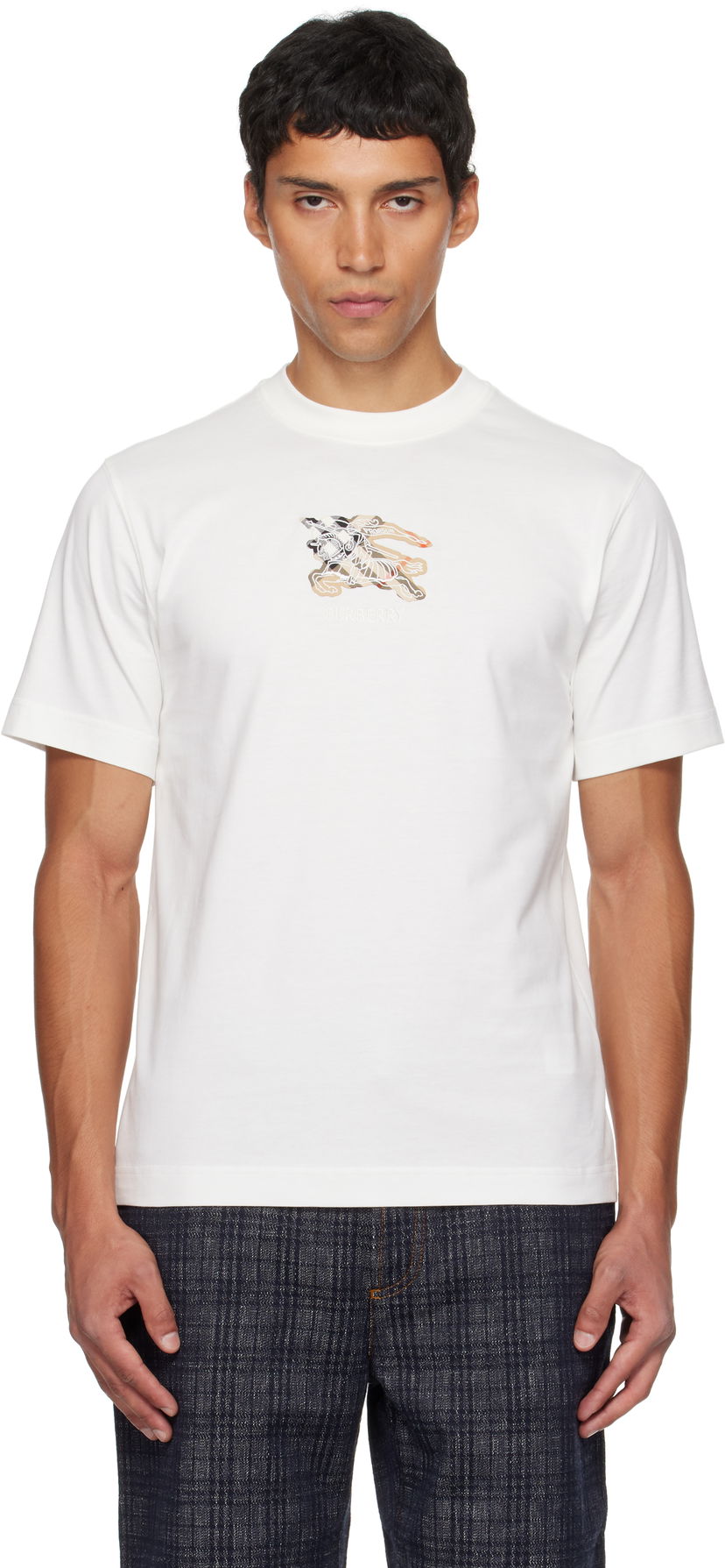 Tričko Burberry Burberry EKD Check Cotton T-Shirt Biela | 8116170