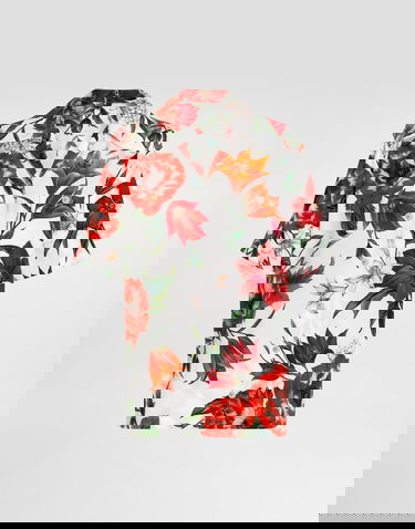 Košeľa Dolce & Gabbana Dolce & Gabbana Charmeuse Floral-Print Shirt Biela | F5N17TFSA7VHA5PB, 0