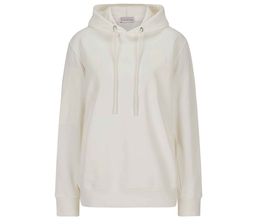 Mikina Moncler Logo Hoodie Biela | 8G00038 809LC