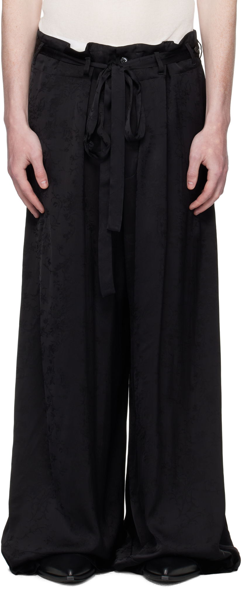Nohavice Ann Demeulemeester Ann Demeulemeester Bruse Wide Lounge Pants Čierna | B0012744-FA611-099