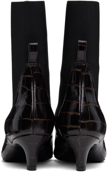 Oblečenie TOTEME TOTEME 'The Mid Heel' Croc-Embossed Leather Ankle Boots Hnedá | 231-907-847, 1