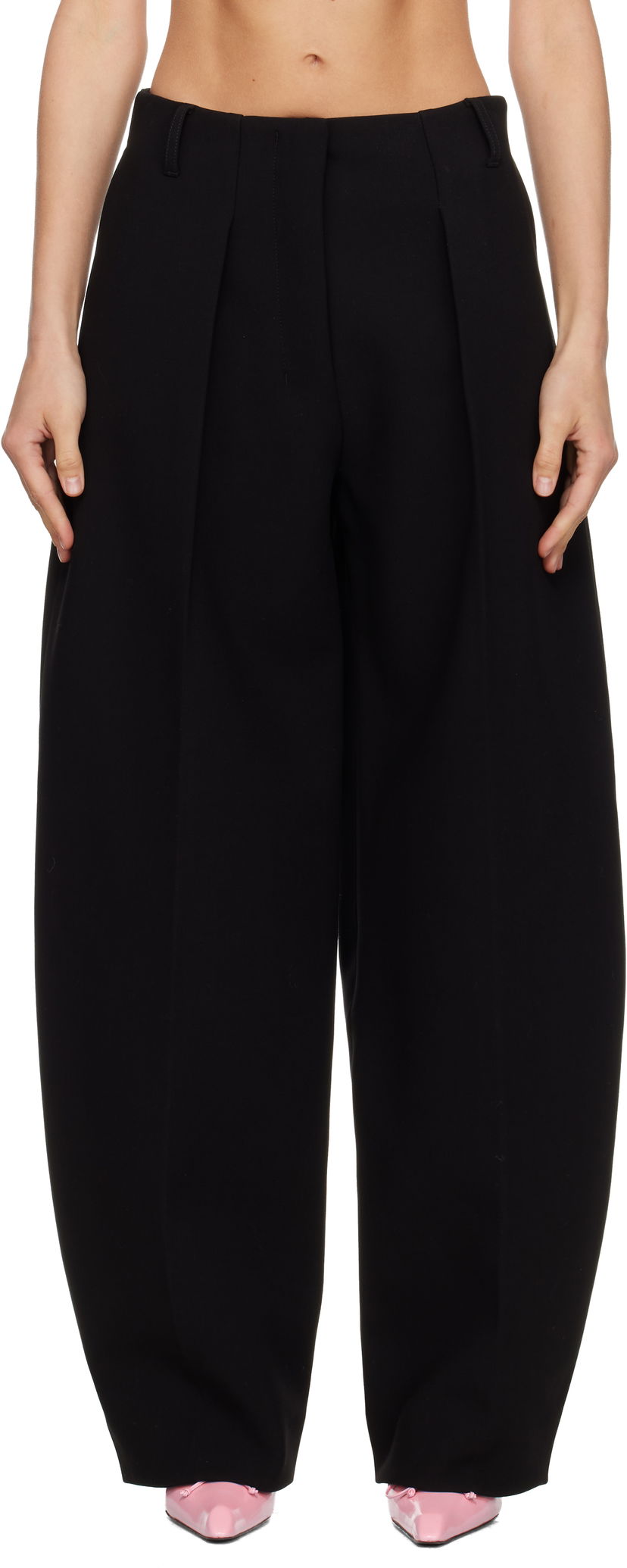 Nohavice Jacquemus La Croisière 'The Ovalo' Wide-Leg Pleated Trousers Čierna | 24EPAW00079AW00531