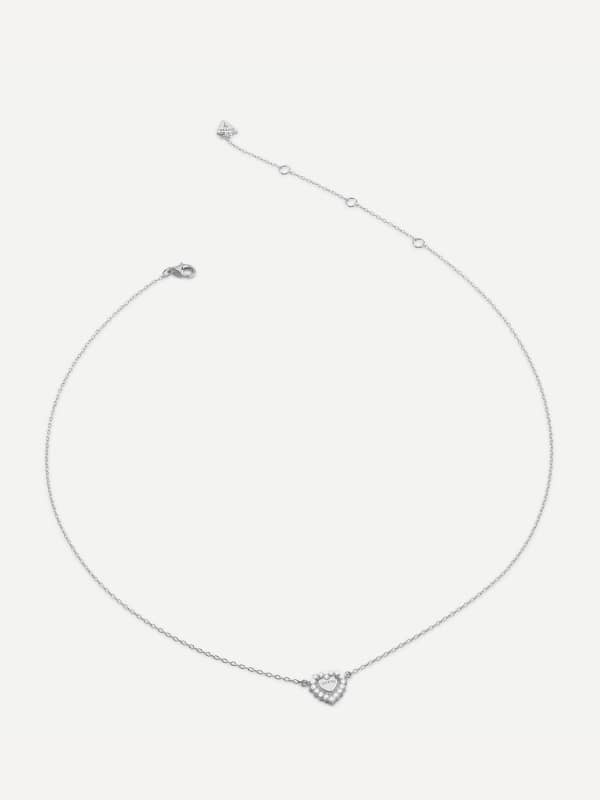 Náhrdelník GUESS Silver Tone Heart Pendant Necklace Metalická | JSBN04459JW, 0