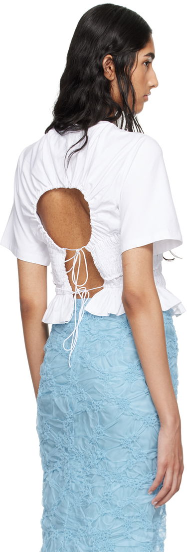 Tričko Cecilie Bahnsen Smocked Ruffle Hem T-Shirt Biela | 2.24RTW11004 OASIS TOP, 2