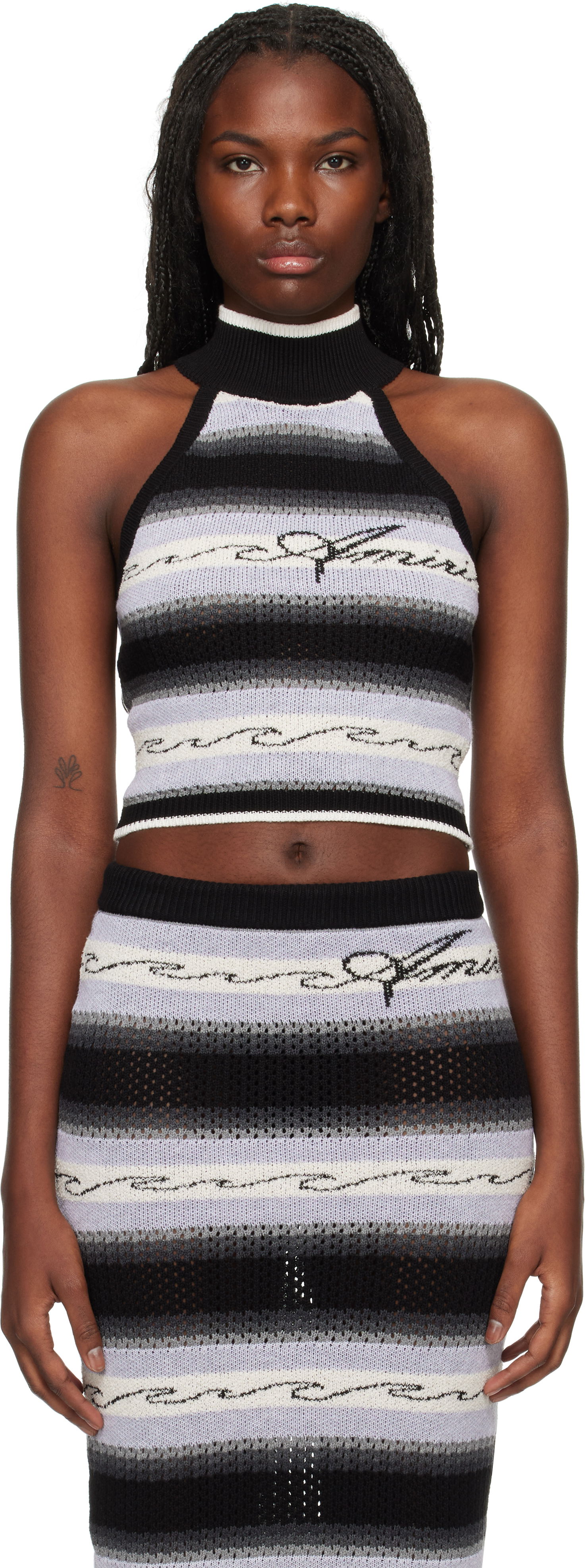 Tielko AMIRI Wave Baja Stripe Tank Top Čierna | AWKNTT1005, 0