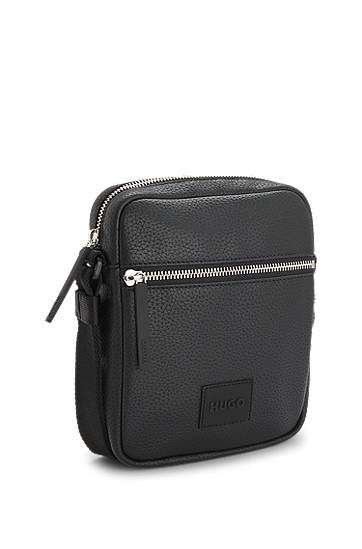 Taška cez rameno BOSS HUGO Grained Faux-Leather Reporter Bag Čierna | 50535669, 1
