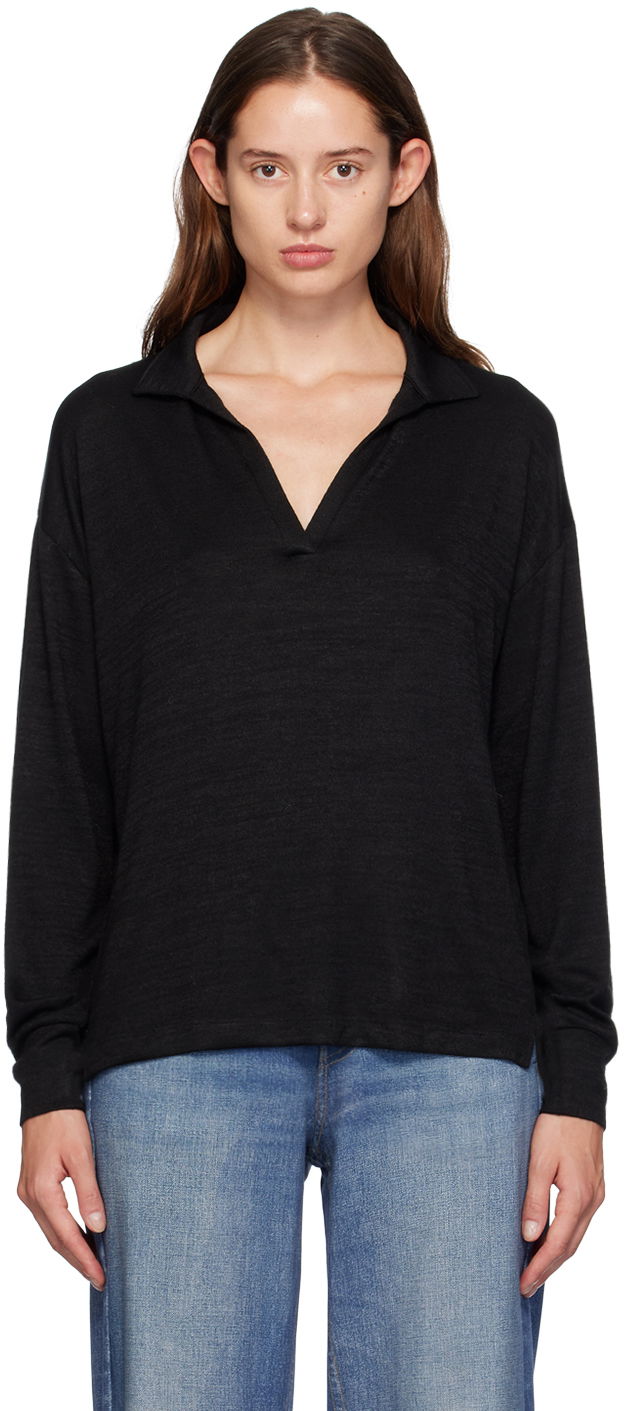 Sveter rag & bone Rag & Bone Knit V-Neck Polo Čierna | WCC24FT021JY21, 0
