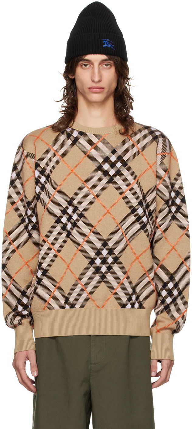 Sveter Burberry Check Sweater Béžová | 8093497, 0