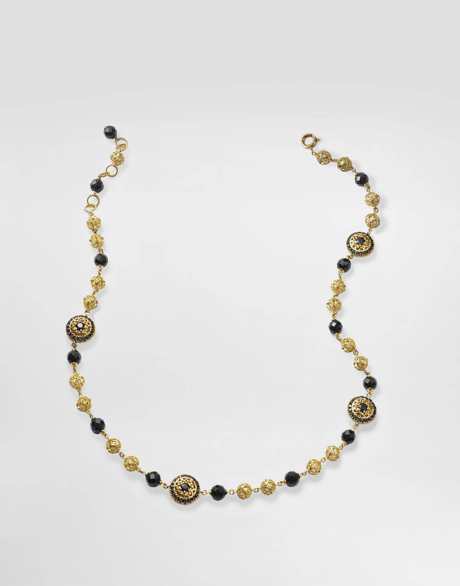 Náhrdelník Dolce & Gabbana Dolce & Gabbana Sicily 18K Yellow Gold, Black Sapphires & Jade Necklace Čierna | WNKS2GWSABKZOO00, 0
