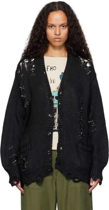 Sveter R13 R13 Distressed Boyfriend Cardigan Čierna | R13WY249 Y170A, 0