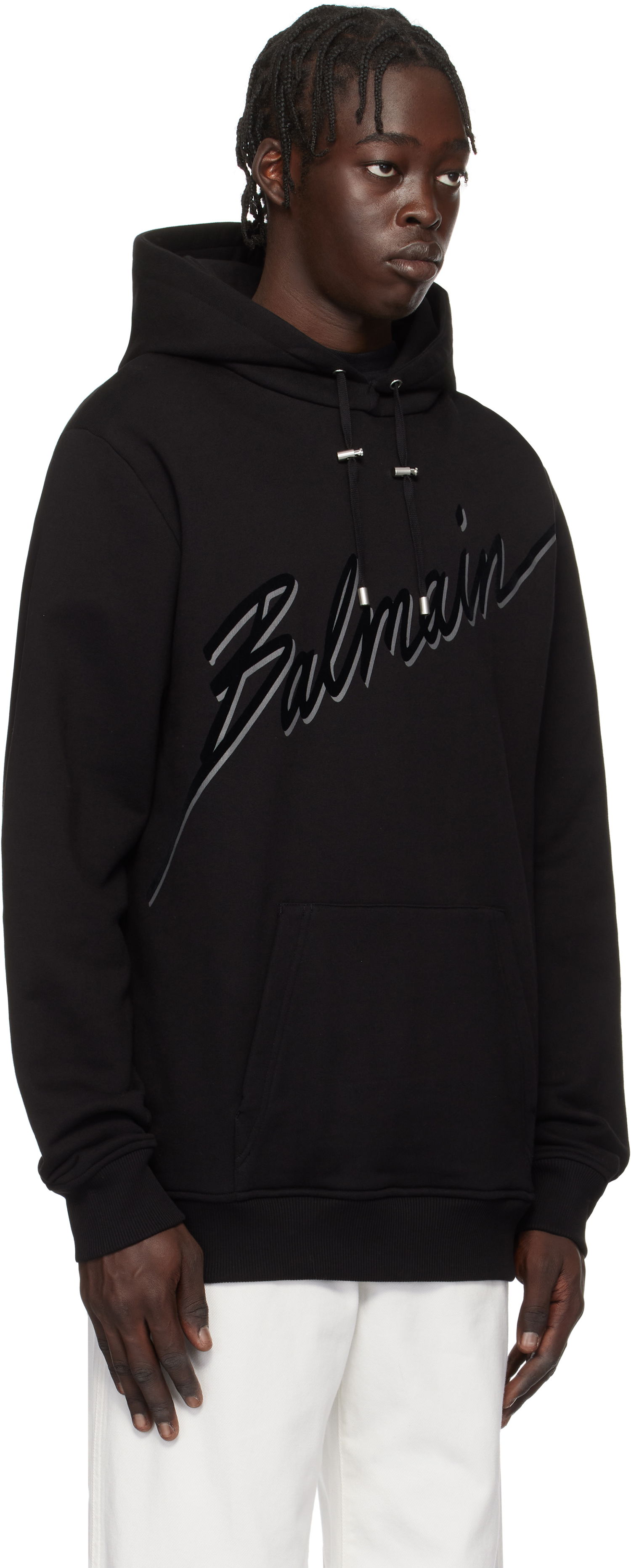 Mikina Balmain Balmain Flocked Letter Hoodie Čierna | EH1JT047BC86, 1