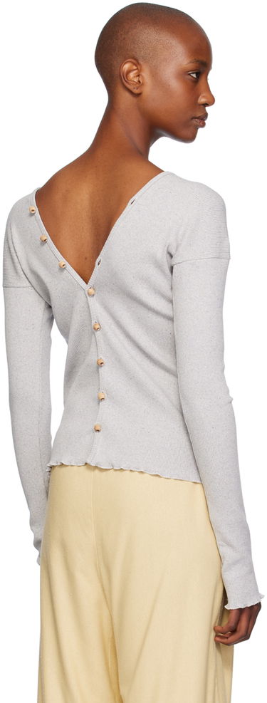 Sveter Baserange Tav Ribbed Knit Cardigan Šedá | TOTVC-RC-WI24, 2