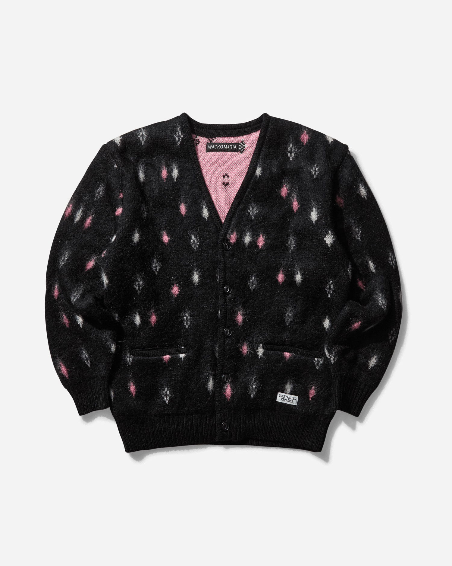 Sveter WACKO MARIA Diamond Pattern Heavy Mohair Cardigan Čierna | 24FW-WMK-KN20 BLACK, 0