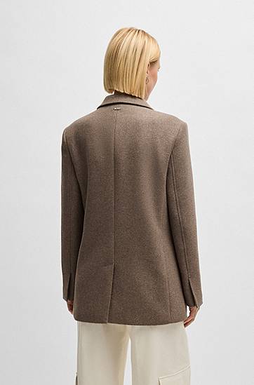 Bunda BOSS Oversized Melange Wool Blend Blazer Hnedá | 50530891, 1