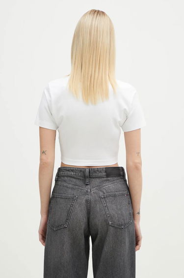 Crop Top VETEMENTS VETEMENTS Oval Logo Cropped Fitted T-Shirt Biela | WA66TR700W, 2