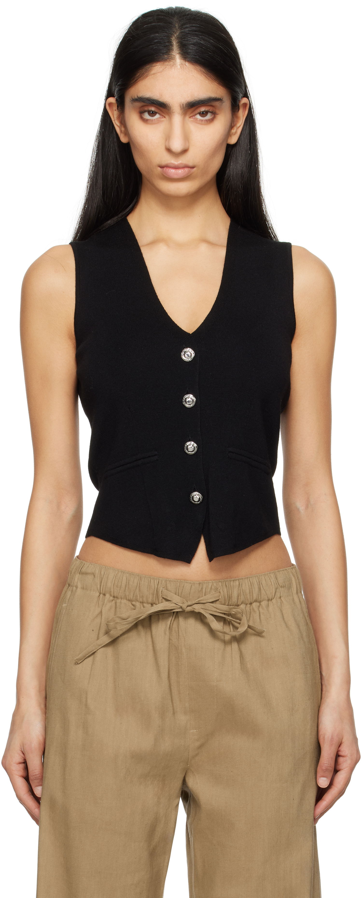Vesta rag & bone rag & bone Ella Merino Wool-Blend Sweater Vest Čierna | WAS25S015BV15, 0