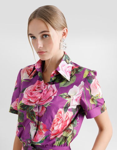 Overal Dolce & Gabbana Dolce & Gabbana Rose Print Cotton Playsuit Fialová | F6JHZTHS5TDHP5IG, 3
