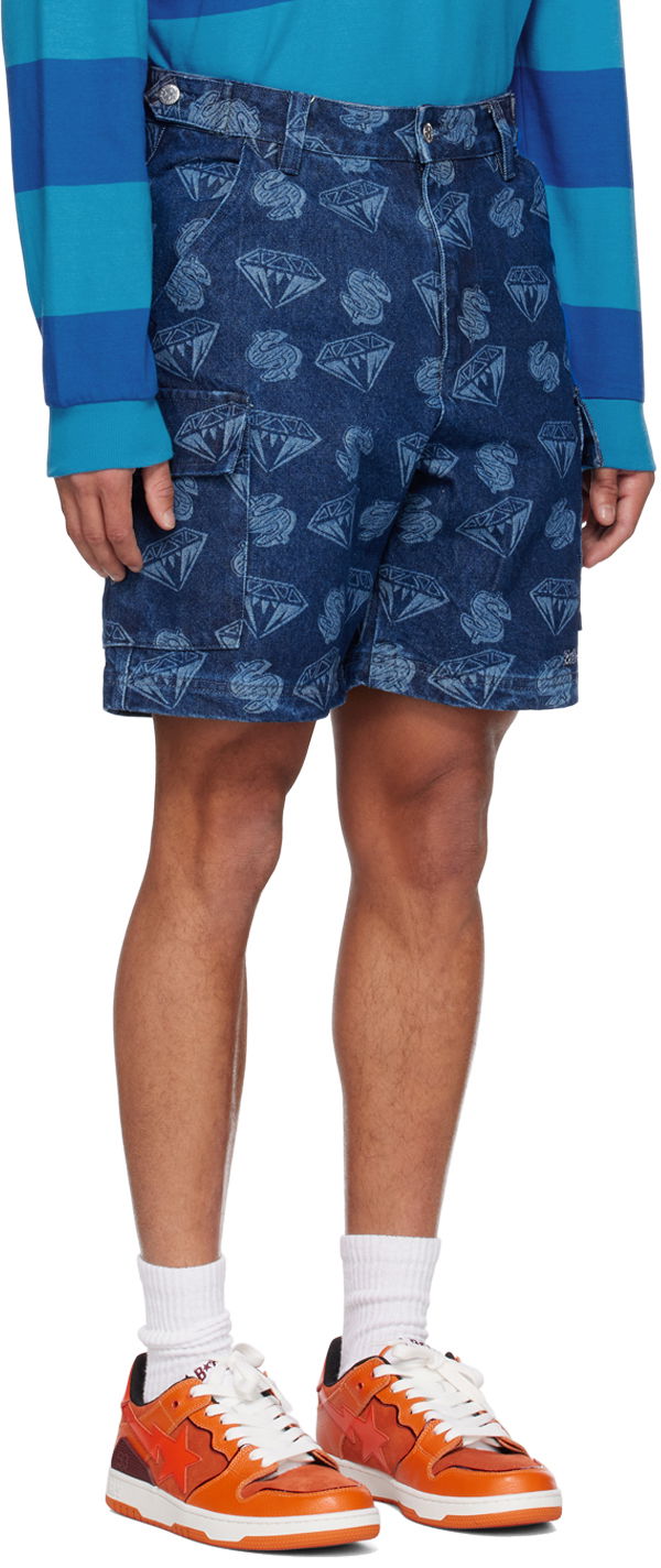 Šortky BILLIONAIRE BOYS CLUB Billionaire Boys Club Printed Denim Cargo Shorts Modrá | B23153, 1