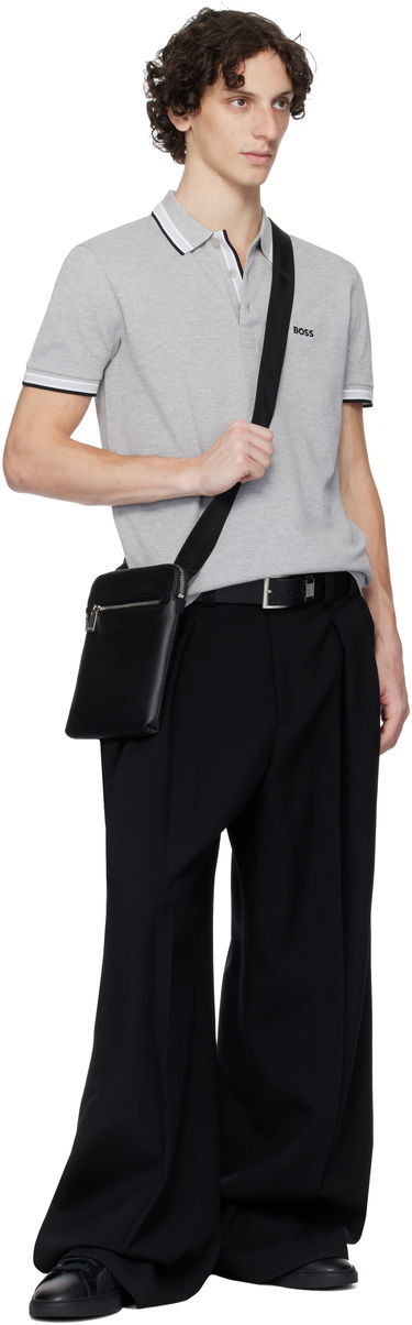 Taška cez rameno BOSS Grained Italian Leather Envelope Bag with Embossed Logo and Front Zip Pocket Čierna | 50529289, 4