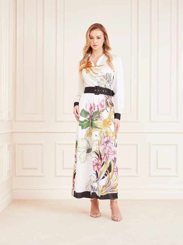Šaty GUESS Marciano Marciano Floral Print Long Dress Biela | 4GGK287099Z, 0