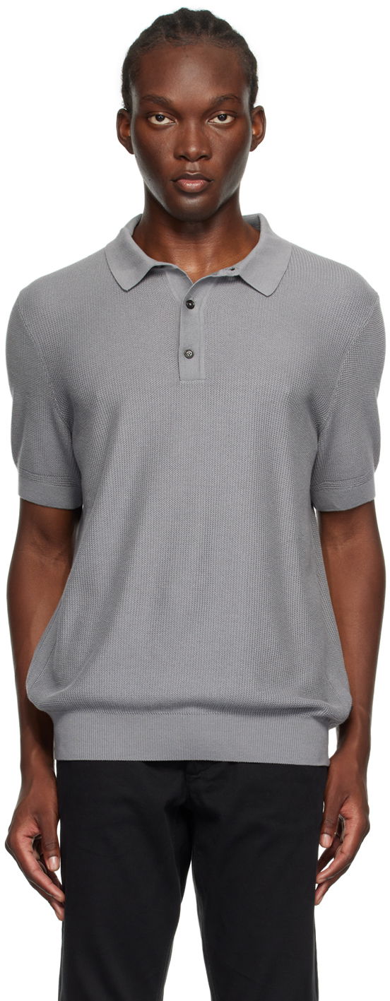 Oblečenie BOSS Gray Open Knit Polo Šedá | 50519615