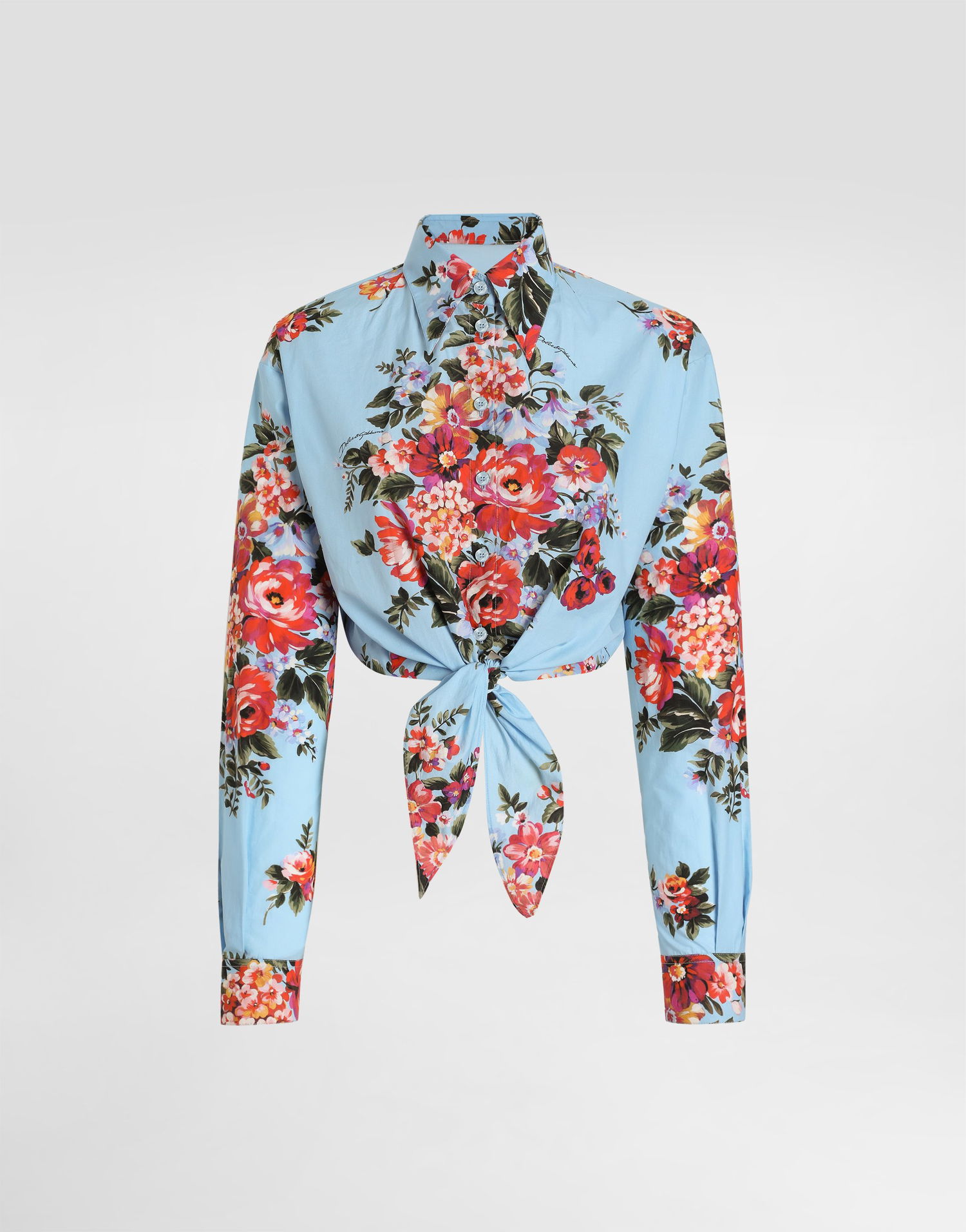 Košeľa Dolce & Gabbana Flower Bouquet-print Tie-front Long-sleeved Cotton Shirt Rôznofarebný | F5T76THS5UUHC5ZO, 0