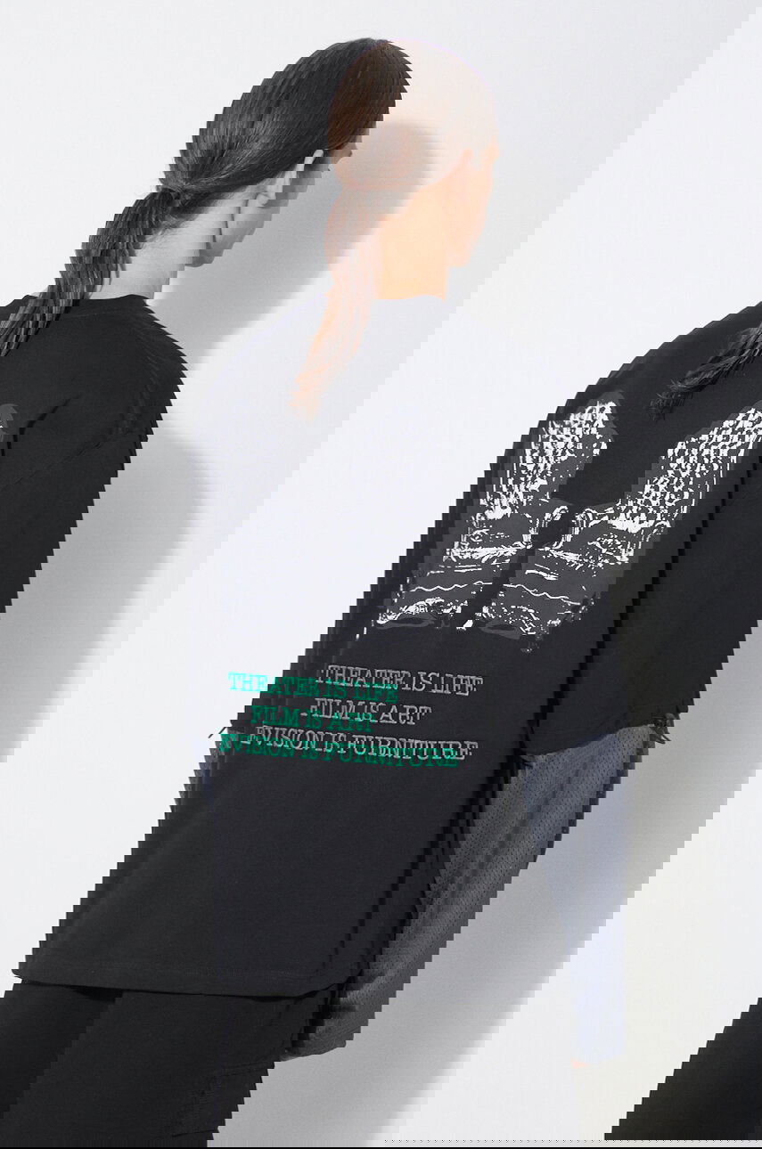 Tričko Pleasures Furniture Long Sleeve Printed Mesh Panel Drawstring Top Čierna | P24SP033.BLACK, 1