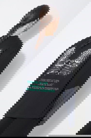 Tričko Pleasures Furniture Long Sleeve Printed Mesh Panel Drawstring Top Čierna | P24SP033.BLACK, 1