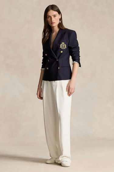Bunda Polo by Ralph Lauren Double-Breasted Embroidered Wool Blazer Modrá | 211910403, 2