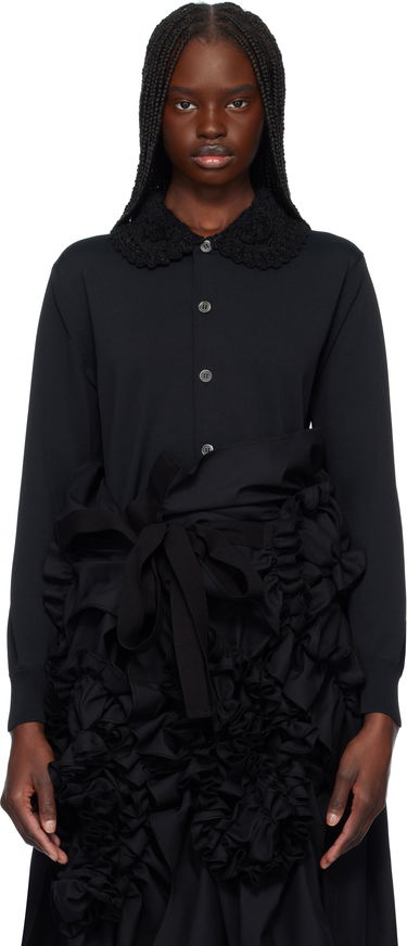 Sveter Comme des Garçons Comme Des Garçons Jersey Cardigan with Crochet Collar Čierna | TO-N006-S25, 0