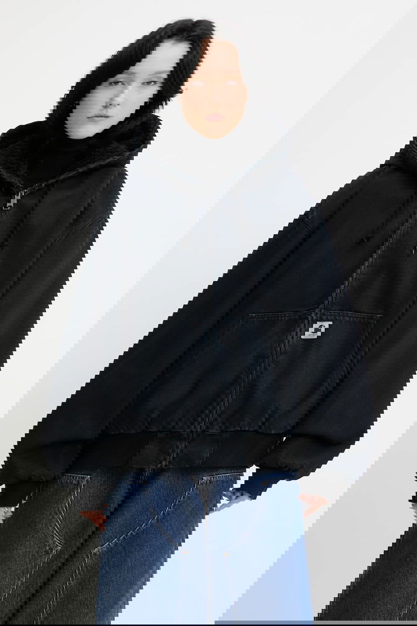 Bomber bunda Carhartt WIP Oversize Full-Zip Sherpa-Lined Hooded OG Active Jacket Čierna | I032240.01LF, 0