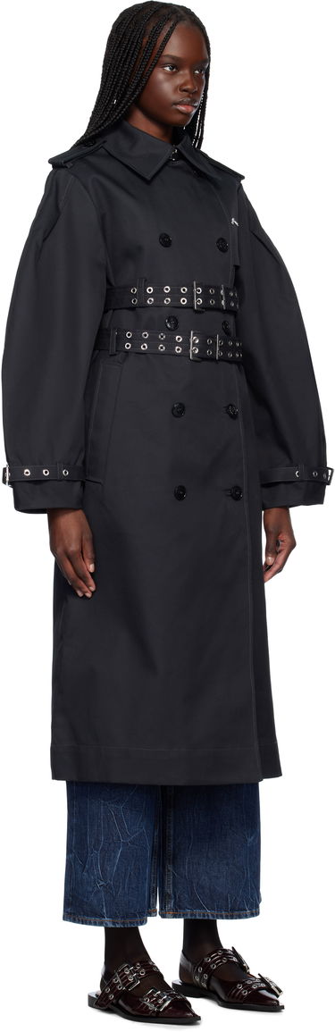 Trenčkot GANNI Ganni Bonded Cotton Trench Coat Čierna | W0395, 1