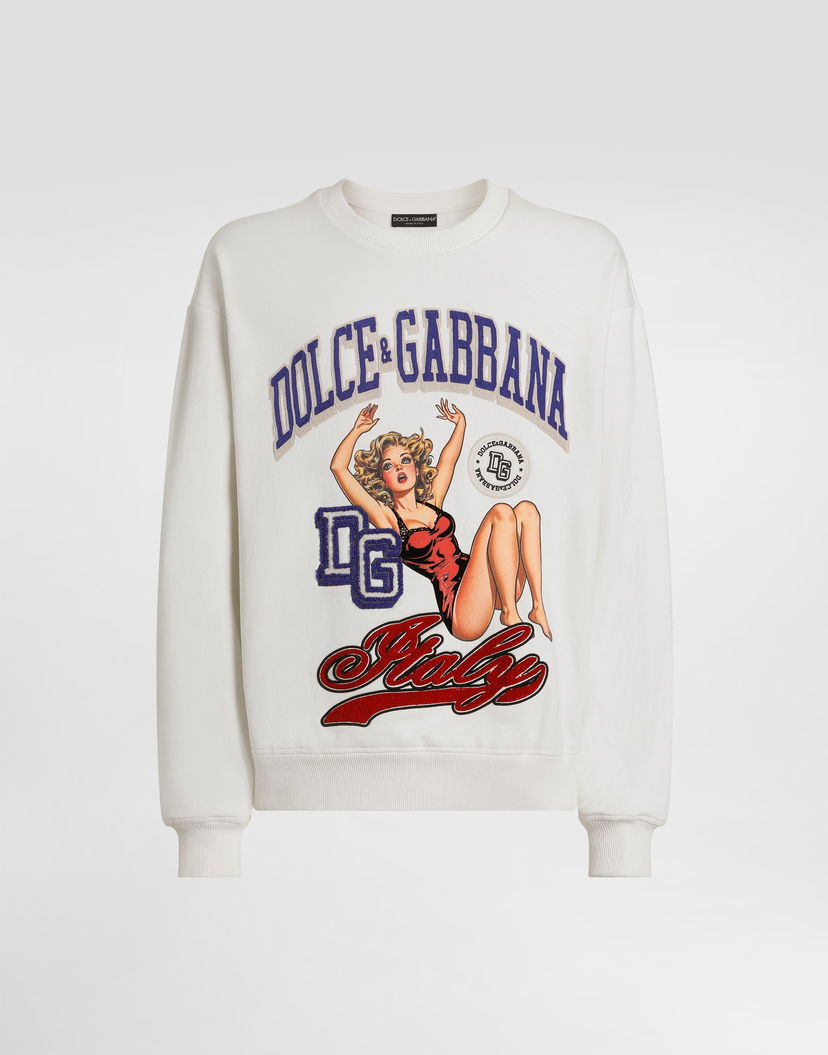 Mikina Dolce & Gabbana Dolce & Gabbana Embroidered Sweatshirt Biela | G9AHSZG7PHHA4567