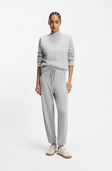 Sveter BOSS Sleeveless Cashmere Knitted Top with Shoulder Patches Šedá | 50548506, 1