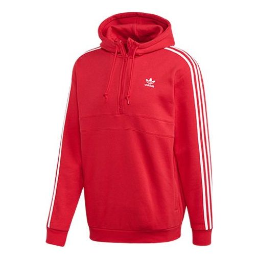 Mikina adidas Originals Originals Half Zipper Fleece Lined Pullover Hoodie Červená | FM3763, 0