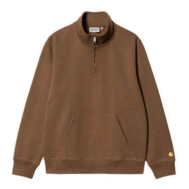 Mikina Carhartt WIP Chase Neck Zip Sweatshirt "Tamarind / Gold" Hnedá | I027038_1R0_XX, 4