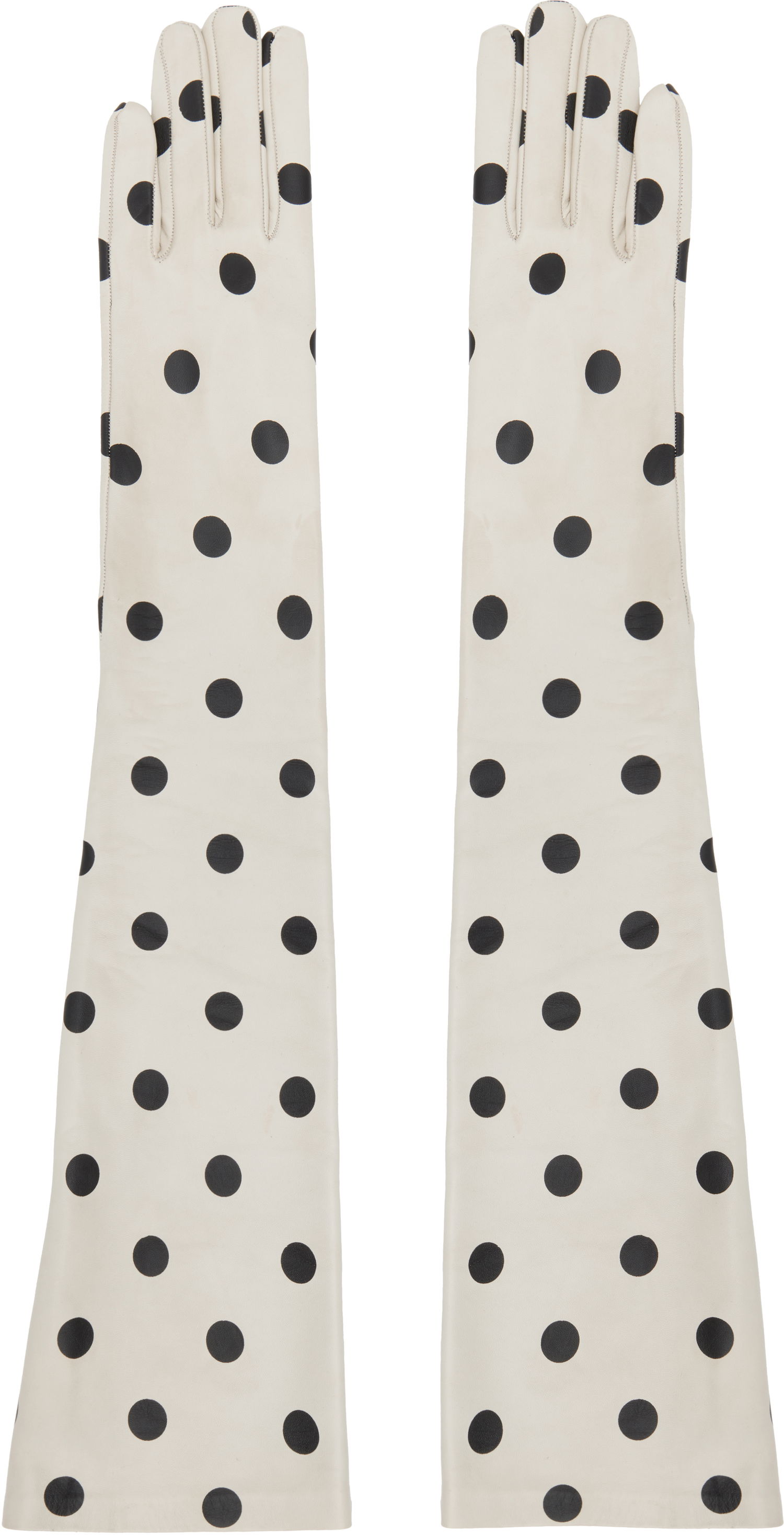 Rukavice Moschino Moschino Long Polka Dot Leather Gloves Biela | 350604742002, 0