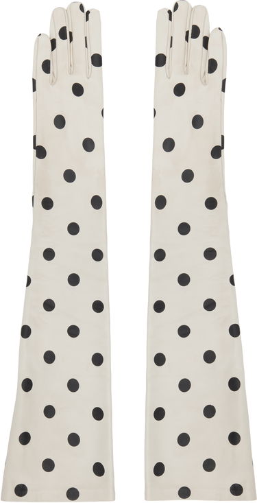 Rukavice Moschino Moschino Long Polka Dot Leather Gloves Biela | 350604742002, 0