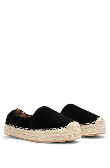 Starostlivosť o obuv BOSS Suede Espadrilles Čierna | 50542344