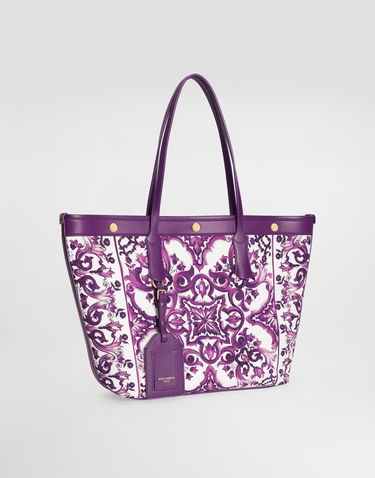 Tote bag Dolce & Gabbana Dolce & Gabbana Atene Majolica Print Shopping Tote Bag Fialová | BB7826AN220I23TN, 2
