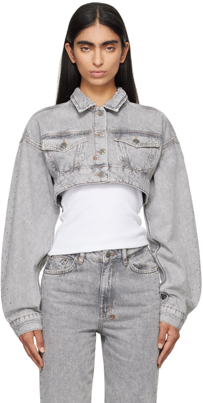 Bunda Ksubi Supercrop Trucker Denim Jacket Šedá | WFA24JK003, 0
