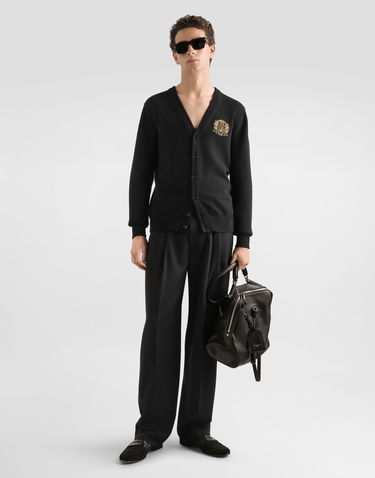 Sveter Dolce & Gabbana Embroidered Crest Virgin Wool Cardigan Čierna | GXV01ZJDVG7N0000, 1